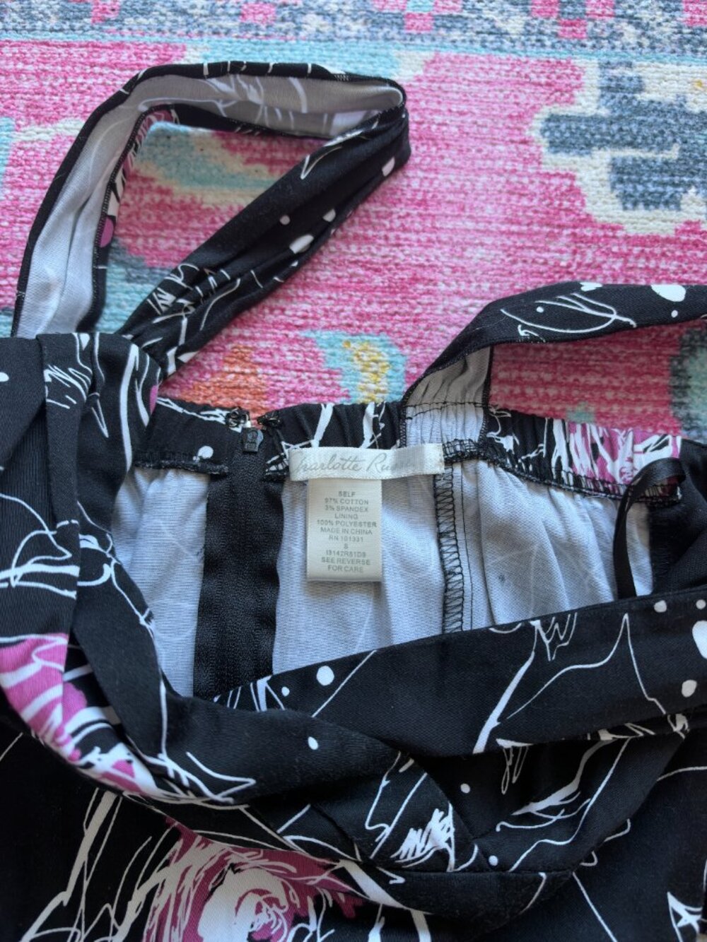 Y2K ABSTRACT FLORAL CHARLOTTE RUSSE DRESS - Picture 3 of 3